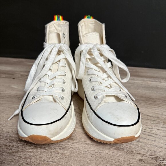 Steve Madden Platform Sneakers, white canvas laceups - Picture 4 of 6